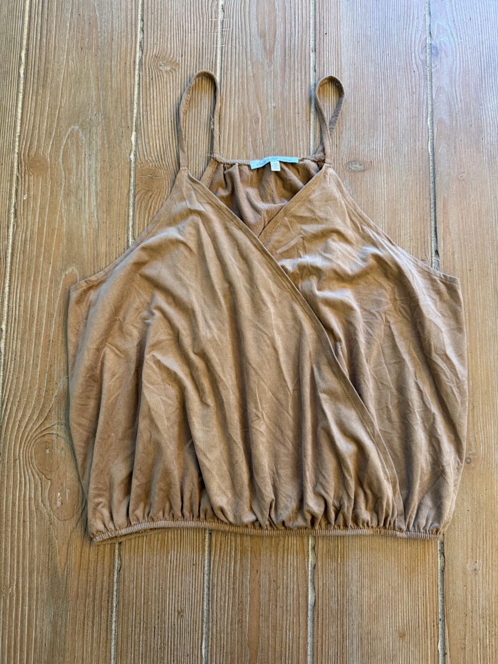 Charlotte Russe Tan Gathered Crop Top